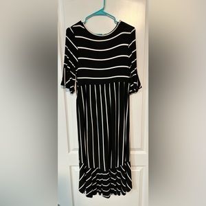 PinkBlush black and white striped midi dress